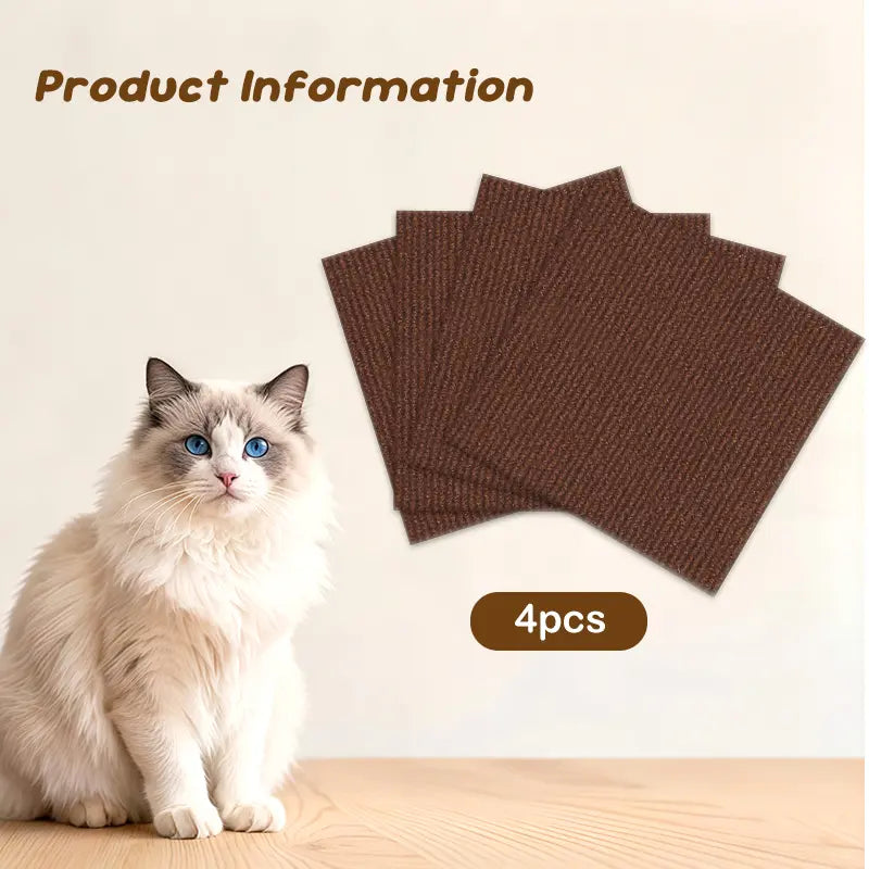 [Free Gift]Diy Cat Scratch Furniture Protect Sticker Cat Scratch Scratcher Couch Protector Cat Scratching Mat Furniture Pads Sofa Protecter Freely Cut and Pasted 4Pcs 11.8*11.8Inch Four Colors to Choose or 1Pc 39.3*11.8Inch