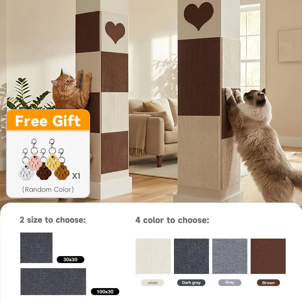 [Free Gift]Diy Cat Scratch Furniture Protect Sticker Cat Scratch Scratcher Couch Protector Cat Scratching Mat Furniture Pads Sofa Protecter Freely Cut and Pasted 4Pcs 11.8*11.8Inch Four Colors to Choose or 1Pc 39.3*11.8Inch